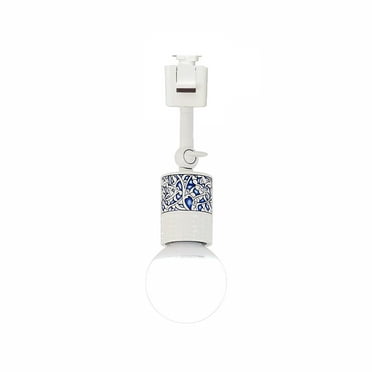 FSLiving Chinese Style Adjustable Angle J-Type Track Head Lighting E26 Base Ceramic Metal Ceiling Light Track Light Fixture for Gallery Loft Office Kitchen,Bulb and Track Not Included - 1 Light