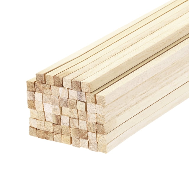 Palos de Madera Cuadrados, 20"x1/8"x1/8" Varilla de Madera Sin Acabado para Manualidades 40pcs