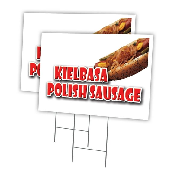 KIELBASA POLISH SAUSAGE 2 Pack Of 18" x 24" Yard Sign & Stake | Advertise Your Business | Stake Included Image On Front Only | Made in The USA
