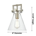 thumbnail image 3 of Innovations Lighting  Newton Cone - 1 Light 8" Flush Mount Clear/Brushed Brass, 3 of 5