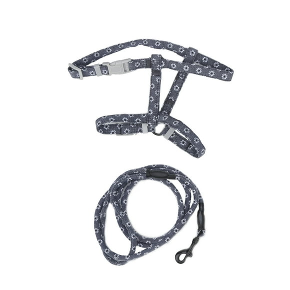 Cat Harness And Leash Set, Harness And Leash Set For Pet Adjustable Cat Walking Rope Japanese-Style For Cats Weighing 2.5-10kg / 88.2-352.7oz For Cats Dark Gray Florets M