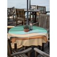 thumbnail image 6 of Outdoor Tablecloth with Umbrella Hole, Green Beach Spillproof Waterproof Outdoor Table Cover, Abstract Stripes Gradient Ocean Brown Sand Patio Tablecloths for Party/Garden/Picnic, Round 60 inch, 6 of 9