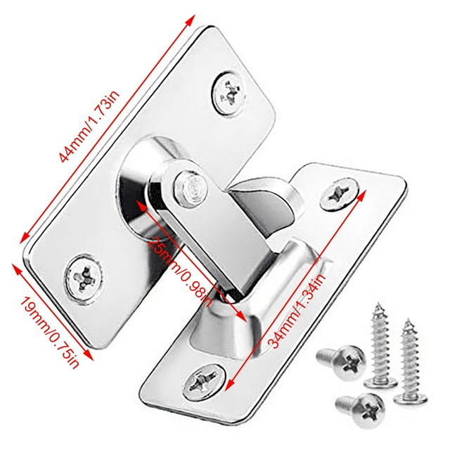 Bolt Lock Stainless Steel 90 latch 90 degree Degree Latching Bolt Home lock gate latch Door Security Latch Home Door Guard Silver Lock