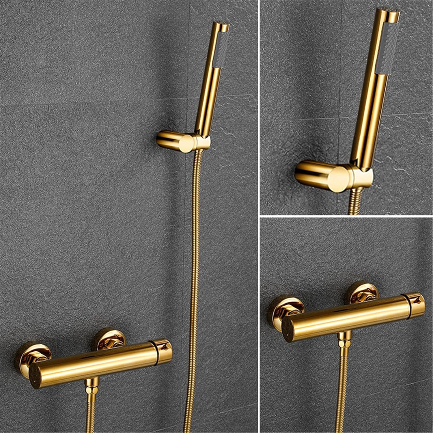 Bathroom Bathtub Faucet, Single Function Shower Mixer, Wall Mount Hot and Cold Shower Tub Faucet, Rotatable Hand Shower,Black