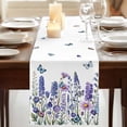 thumbnail image 3 of Table Runners 72 Inches Long Dress Scarves, Purple Floral Farmhouse Kitchen Table Runner, Coffee Tablerunners, Spring Lavender Daisy Butterflies Botanical 16x72 Inch, 3 of 9