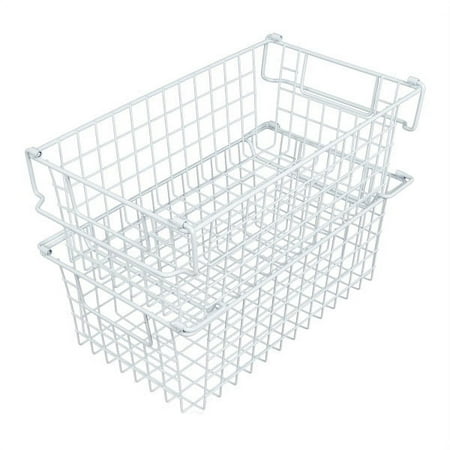 Set of 2 Storage Bins - Basket Set for Toy, Kitchen, Closet, and Bathroom Storage - Medium Shelf Organizers with Handles by Home-Complete (White)