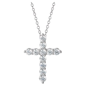 Believe by Brilliance Women's Silver Cross Cubic Zirconia Pendant Necklace