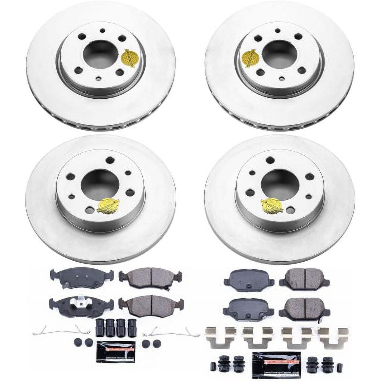 PowerStop Front and Rear Geomet Coated Brake Rotor and Pad Kit Fits: FIAT Select Models CRK6291