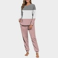 thumbnail image 2 of SMihono Womens Pajamas Sets Color Block Fleece Long Sleeve Jogger Pjs Soft Sleepwear 2 Piece Lounge Sets Casual Tracksuits Hot Pink XXL, 2 of 7
