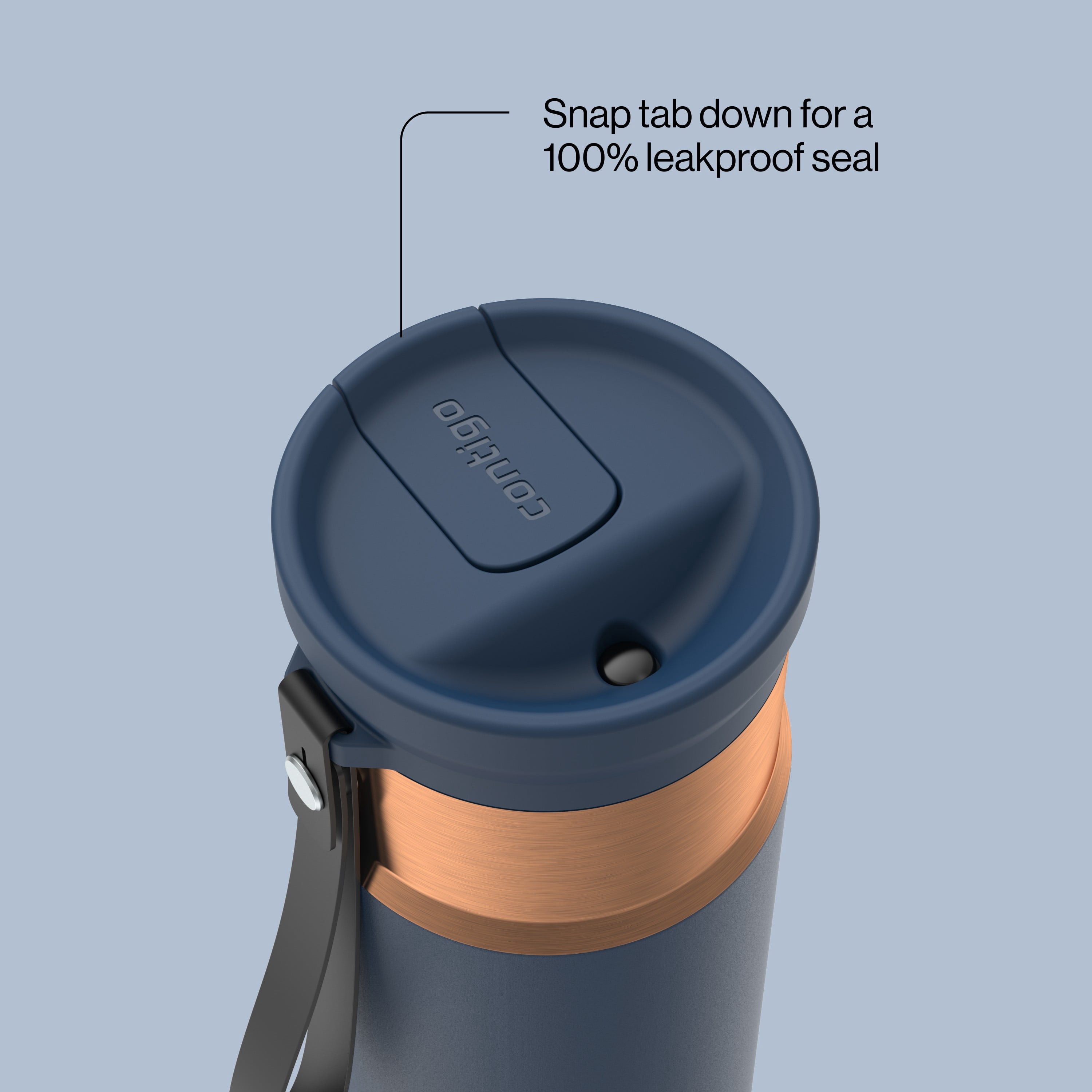 Contigo SnapSeal Insulated Stainless Steel Water Bottle with Carrying Strap, 16 oz (473 ml) – Leak-Proof, BPA-Free, Lead-Free, Dishwasher Safe