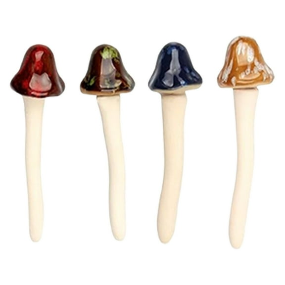 ZMKIAG Ceramic Mushroom Garden Decor Statues (Set of 4) – Handcrafted Pottery for Outdoor Courtyard, Patio, Lawn – Weatherproof Decorative Art for Farmhouse & Modern Gardens