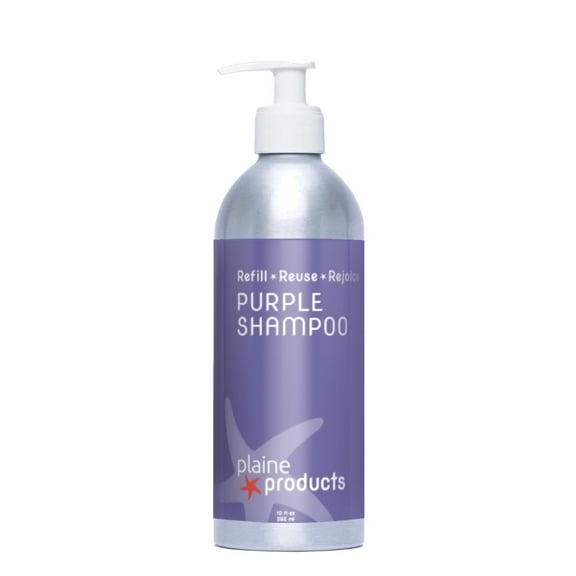 Plaine Products Eco Friendly Purple Shampoo, Cherry Almond, 10 oz. Bring out the Best and Brightest Shades of Blonde, Silver, and Grey Hair! Original with Pump