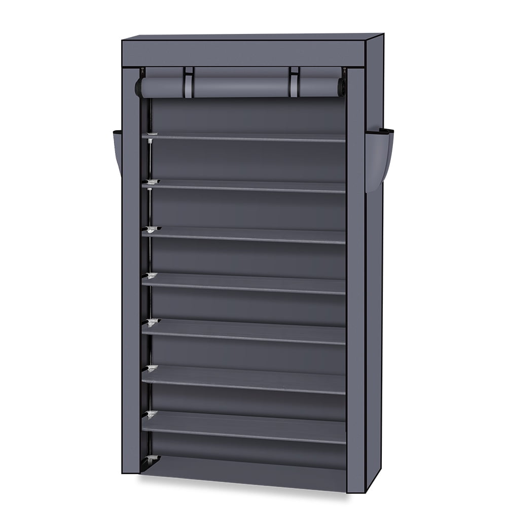 Kepooman 10 Tiers Shoe Rack, Shoe Organizer with Dustproof Cover, Black