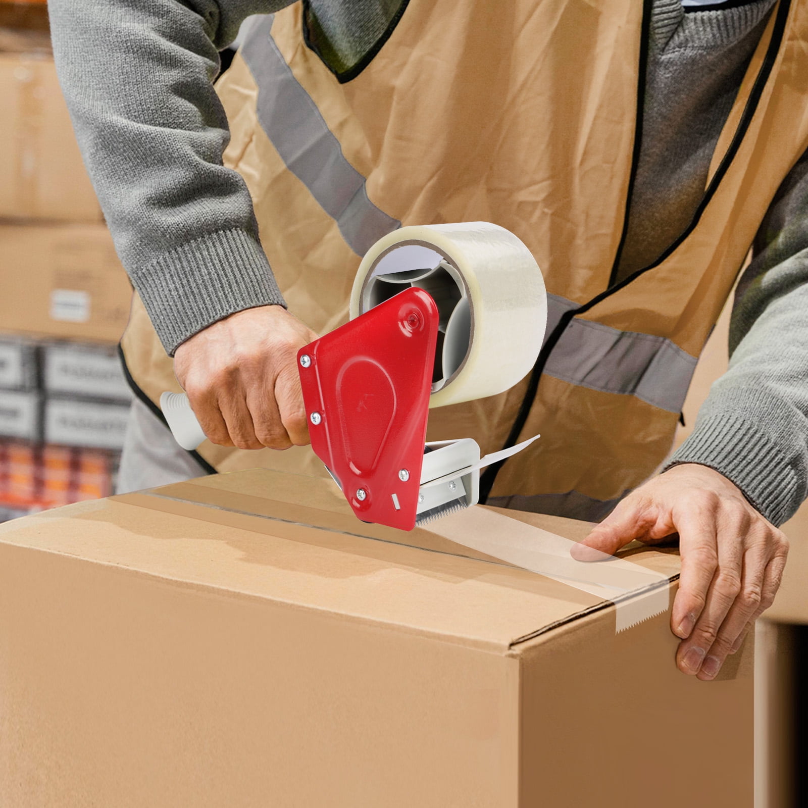 Eagle Heavy Duty Packing Tape Dispenser Gun, for 2-Inch Wide Packing Tape, 2 Rolls of Tape Included, One-Hand Operation for Shipping, Moving, Warehouse, and Office