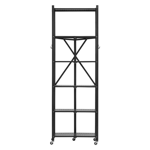 Foldable Storage Shelf with Wheels, 6-Tier 24x12x72 Inch Metal Shelving Unit - Heavy Duty Mobile Rolling Rack for Home, Kitchen, Garage Organization