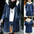 thumbnail image 2 of Denim Tops for Women Womens Shacket Jacket Long Sleeve Button Hooded Long Denim Coat with Pockets Oversized Jean Jacket for Women S-9 Blue M, 2 of 9