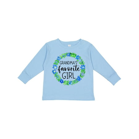 

Inktastic Grandma s Favorite Girl Blue Flower Wreath Gift Toddler Toddler Girl Long Sleeve T-Shirt