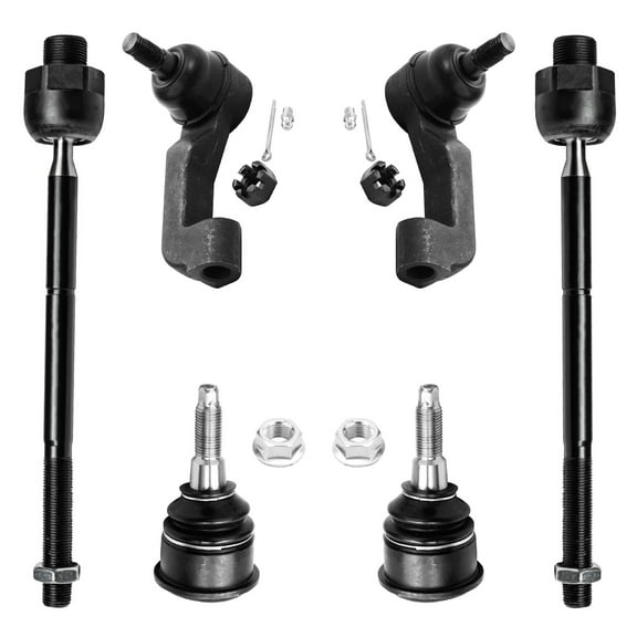Detroit Axle - Front Inner Outer Tie Rods Lower Ball Joints Replacement for 2002 2003 2004 Jeep Liberty - 6pc Set