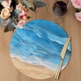 thumbnail image 3 of Blue Coastal Beach Round 13 Inch Placemats Set of 2, Summer Nautical Ocean Beige Seaside HeatResistant Non Slip Place Mats for Dining Table, Wipeable Braided Kitchen Table Mats for Housewarming, 3 of 9