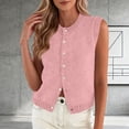 thumbnail image 4 of Staron Summer Sleeveless Cardigan for Women Casual Single Breasted Knitted Vest Short Cropped Open Front Tank Top, Pink M, 4 of 5