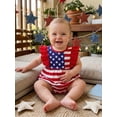thumbnail image 5 of BemeyourBBs Newborn Baby Girl 4th of July Outfit Patriot Independent Day Clothes Summer Romper Dress Stars Stripes Print Ruffle Sleeves Bodysuit Dress Playsuit Baby Girl Fourth of July Outfit, 5 of 9