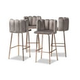 thumbnail image 2 of Baxton Studio Kaelin Luxe and Glam Grey Velvet Fabric Upholstered and Rose Gold Finished 4-Piece Bar Stool Set, 2 of 7