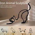 thumbnail image 2 of Escultura de hierro de arte minimalista de animales, figuritas hechas a mano de líneas negras de Metal Retro, adornos de perro abstracto, decoraciones de Arte de escritorio, 2 of 4