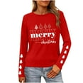 thumbnail image 2 of HOMBOM Red Tops for Women Christmas Dressy Casual Long Sleeve Crewneck Merry Christmas Xmas Fall Females T Shirts, 2 of 9