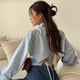 thumbnail image 2 of Camisa de manga larga coreana para mujer, blusa elegante sexy con tirantes y espalda descubierta para oficina, blusa informal ajustada con cordones y cuello vuelto, 2 of 5