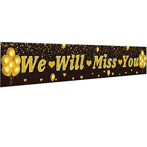 79 Decoraciones de Fiesta de We Will Miss You Suministros de Fiestas de Despedida Oro Negro Globos y Banner de Telón de Fondo Kit de Decoración de Fiesta de Partida para Fiesta Jubilación