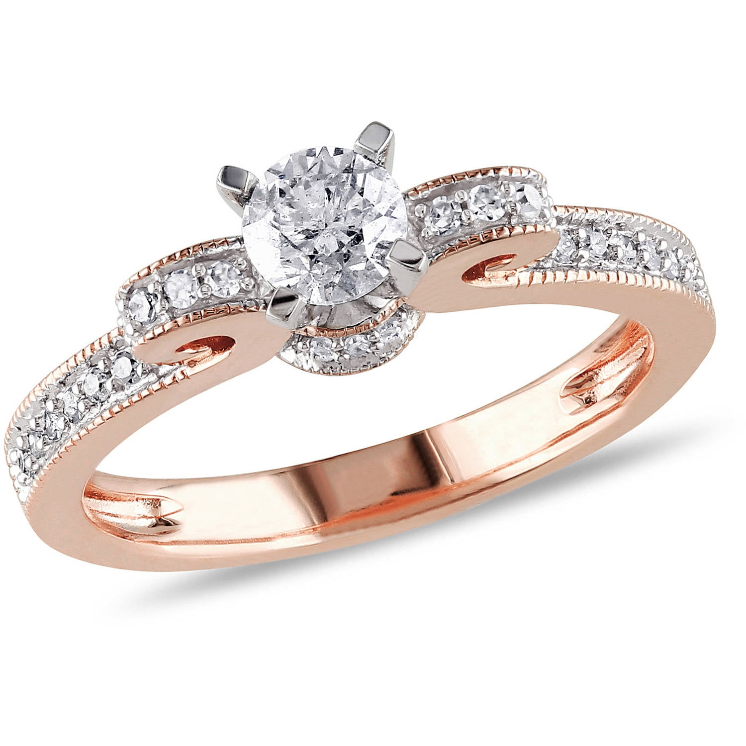 1/2 Carat T.W. Diamond 14kt Rose Gold Engagement Ring - Walmart.com