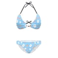 thumbnail image 2 of COEQINE Triangle Bikini Sets for Women Halter String Spandex High Leg Beach Bathing Suit Brown White Bear Heart Blue Adjustable Cheeky 2 Piece Beachwear for Beach Water Activities, XS, 2 of 7