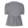 thumbnail image 5 of Women Y2K Puff Short Sleeve Peplum Shirts Tie Front Ruffle Hem Babydoll Blouse Tops Teen Girls Lace up Cute Summer Tops, Limited Time Offer, Under 10 Dollars, 5 of 6