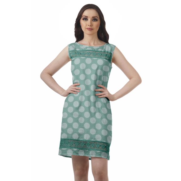 Moomaya Sleeveless Lace Shift Dress Printed Casual Dresses Women Short Dresses