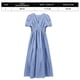 thumbnail image 2 of Vestido de primavera para mujer 2023, manga corta, único, cruzado, informal, midi, vestidos de sol, mangas abullonadas, vestidos de verano de manga corta para mujer, 2 of 8