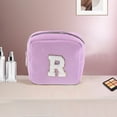 thumbnail image 5 of Unique Bargains 1 Pc Letter R Pattern Makeup Bag for Travel Pink Purple Corduroy, 5 of 6