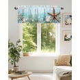thumbnail image 6 of Ocean Starfish Valances for Windows Seabed Coral Shell Vintage Blue Texture Valance Rod Pocket Light Filtering Short Window Treatments Curtains for Kitchen Bathroom Living Room Bedroom, 42 x 12 Inch, 6 of 7