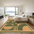 thumbnail image 3 of ODIKA 9'x12' Washable Area Rug Green Beige Geometric Design Elegant Interplay of Abstract Shapes and Lines for Master Suite, California King, Under Bed, Non-Shedding, Easy Care, 3 of 7