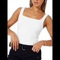 thumbnail image 2 of Camisetas Sin Mangas Ajustadas con Cuello Cuadrado para Mujer, de Doble Capa, Sin Costuras, Ajustadas, Básicas, -Verano 2025 L, 2 of 9