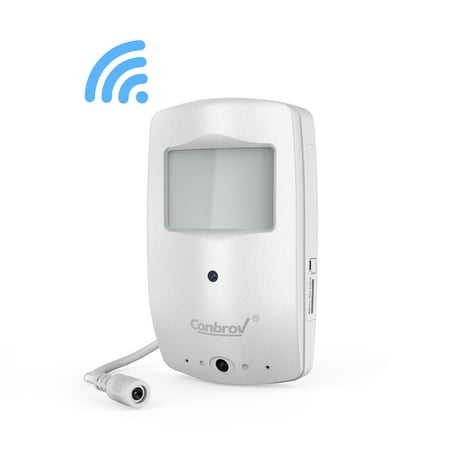 - Wireless Hidden Camera Conbrov WF28 720P Motion Activated Nanny Cam with 30ft Night Vision Range, Mini Spy Smoke Detector Camera for Home and Office