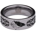 thumbnail image 2 of Wolf and Raven Tribal Tungsten Carbide Ring, 2 of 9