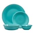 Fiesta Classic 16pc Ceramic Dinnerware Set Mixed Pastel Pink, Yellow, Green, Turquoise