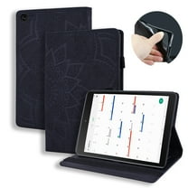 Dteck Embossed Case For Samsung Galaxy Tab A 10.1 2019 Model SM-T510/T515, 3D Embossed Flower PU Leather Flip Cover Wallet Case Built-in 4 Card Slots, Pencil Holder, Multi-angels Viewing, Black