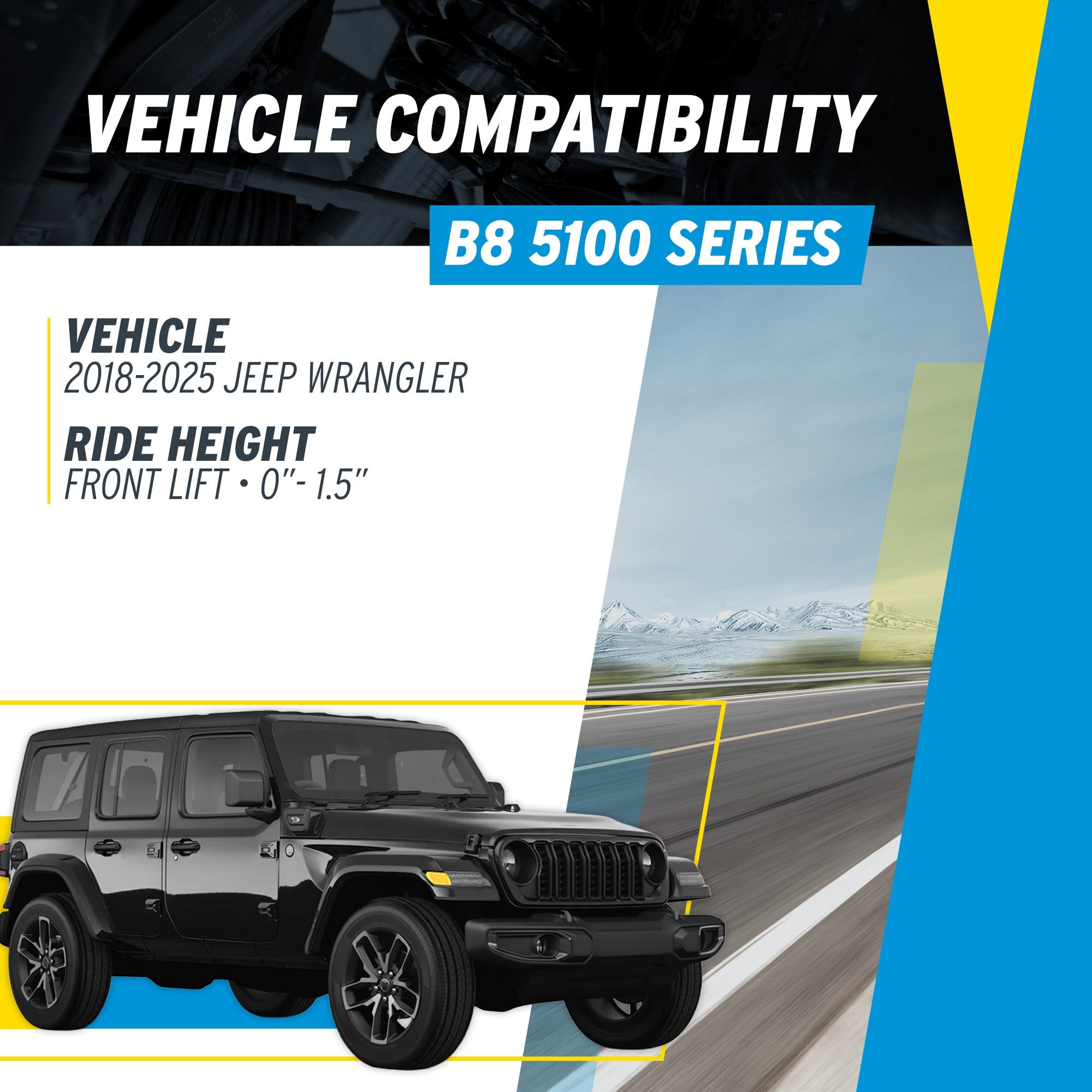Bilstein Pair of Front B8 5100 Series Shocks Compatible with 2018-2025 Wrangler with 0-1.5" Front Lift