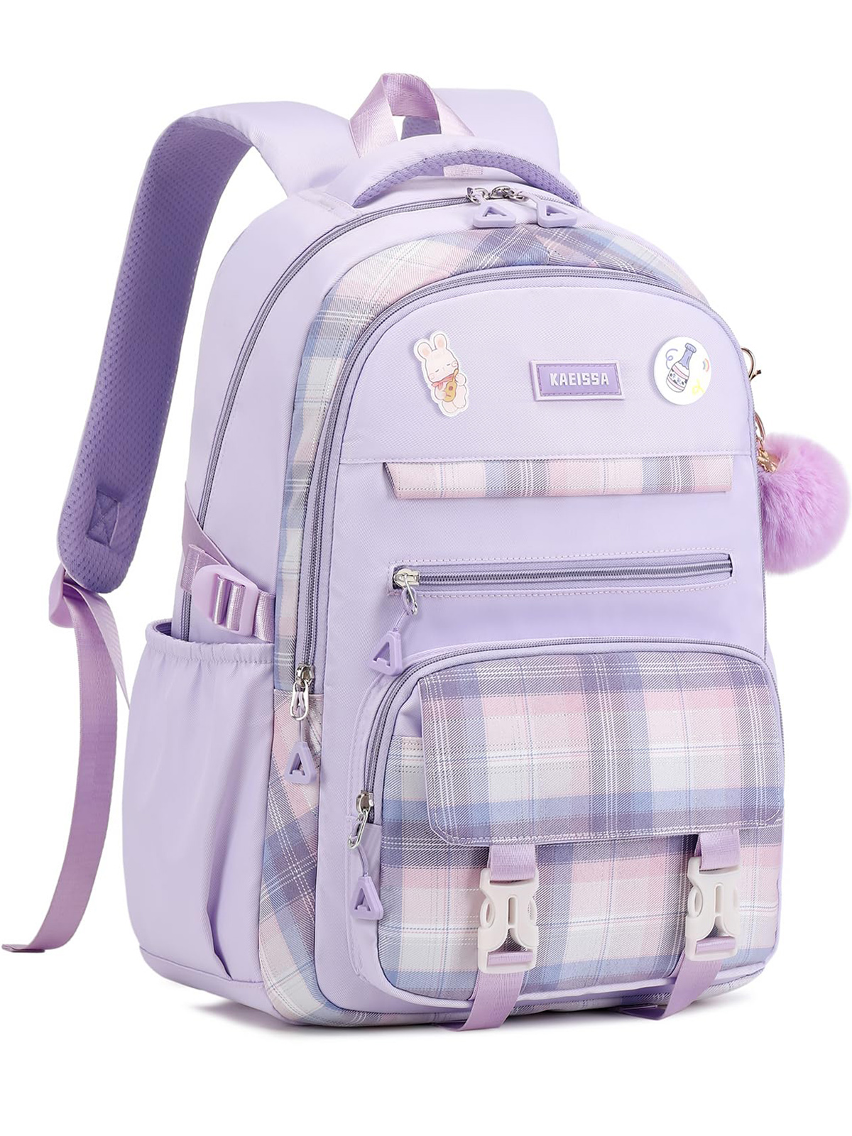 Soda Candy Girls Backpacks for School Kawaii Large Bookbag with Multiple Compartments Lightweight Casual Daypack for Teen Girls Primary Elementary Middle School College, Age 6-14, Purple