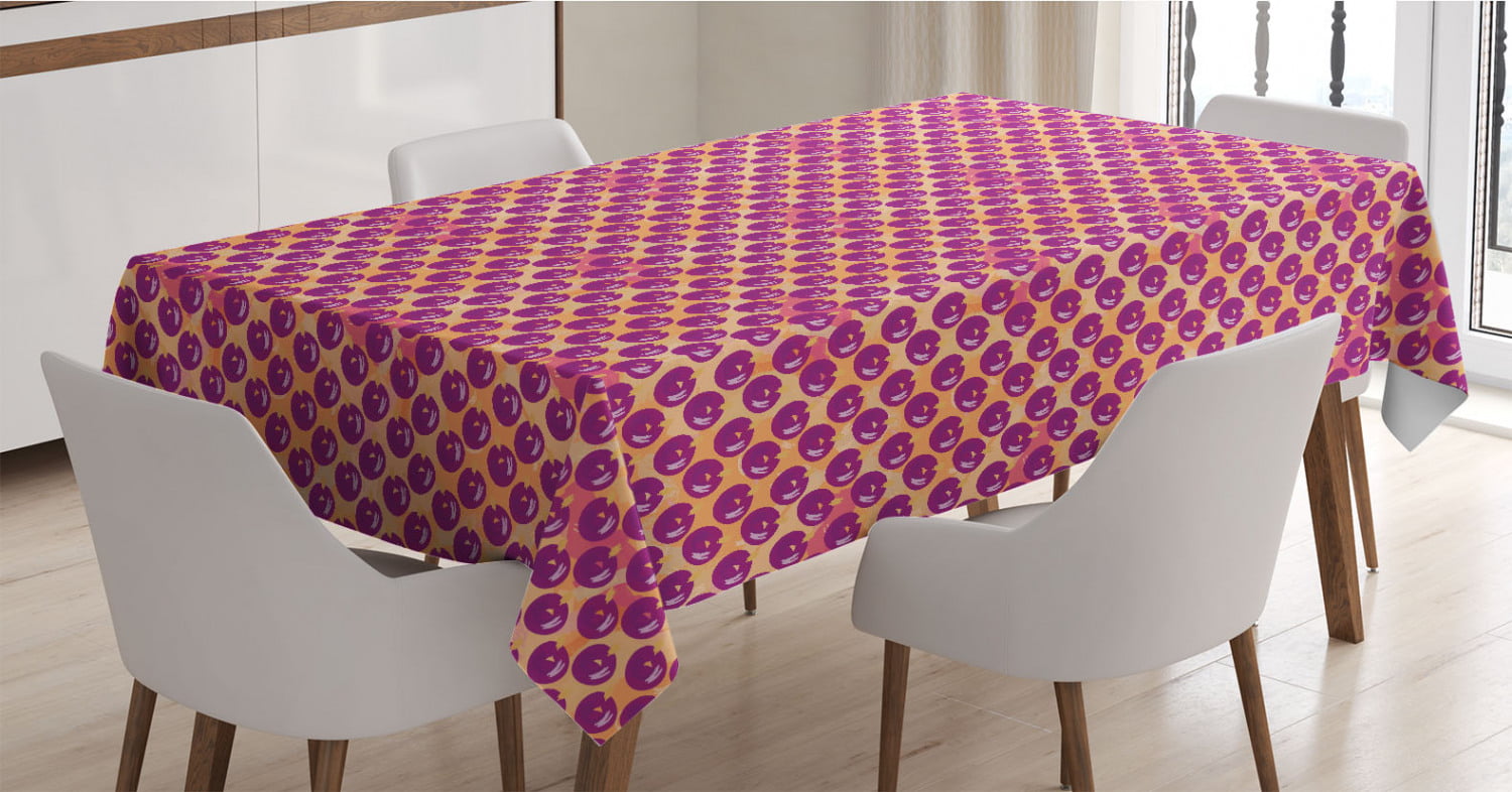 Ambesonne Geometric Tablecloth 60 X 84 Retro Style Image of Repetitive Abstract Circles Art Print Rectangular Table Cover for Dining Room Kitchen Decor Blue Vermilion 