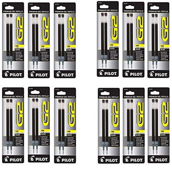 Pilot G2 Gel Ink Rolling Ball Pen Refills, Fine 0.7mm, Choose Color & Quantity[Dozen,Black]
