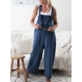 thumbnail image 3 of Autumn Women Casual Loose Overalls Sleeveless Straps Baggy Jumpsuit Wide Leg Vintage Romper Playsuit, 3 of 8