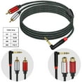 thumbnail image 3 of Heavy Duty 6.35mm TRSs Male to 2RCA Stereos Interconnects Cable L Shaped Connectors EMIs Shielding, 3 of 8