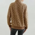 thumbnail image 4 of WTXUE Women's Oversized Cable Knit Pullover Sweatshirts Quarter Zip Collared Fleece Lined Jacket Fall Winter Fashion Warm Trendy Sweater for Cold Weather Brown M, 4 of 8